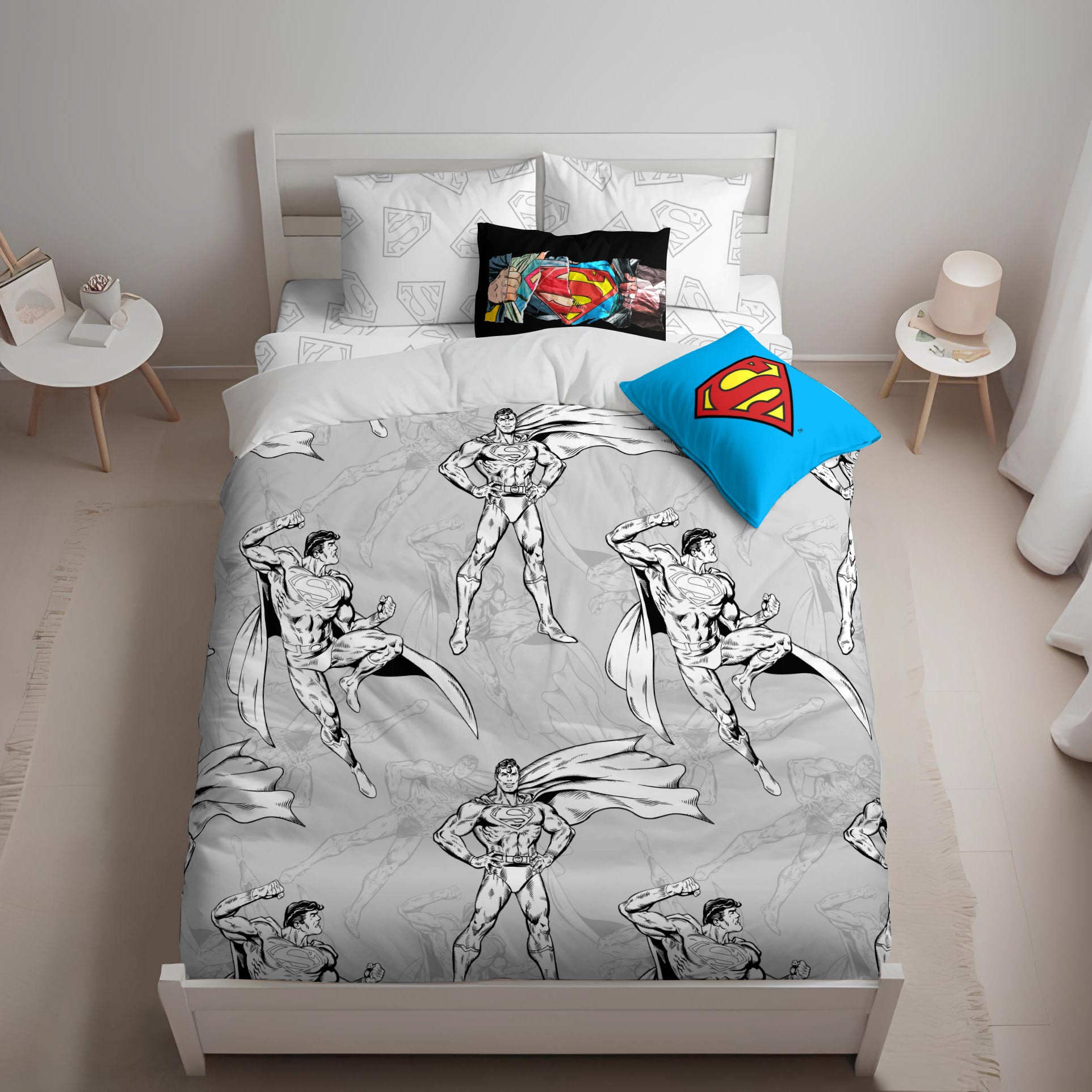 Duvet cover 100% cotton Superman Grey