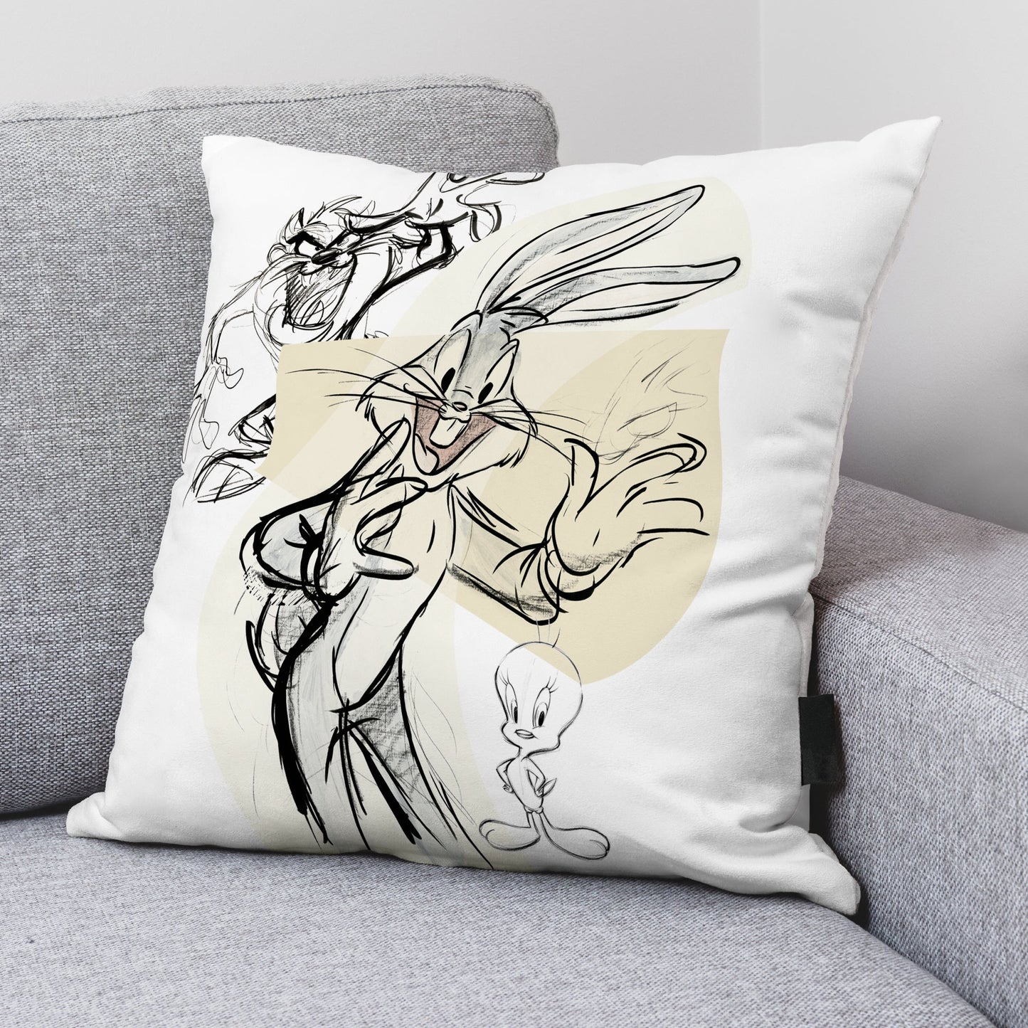 Funda de cojín 100% Algodón 45x45 cm Looney Sketch A