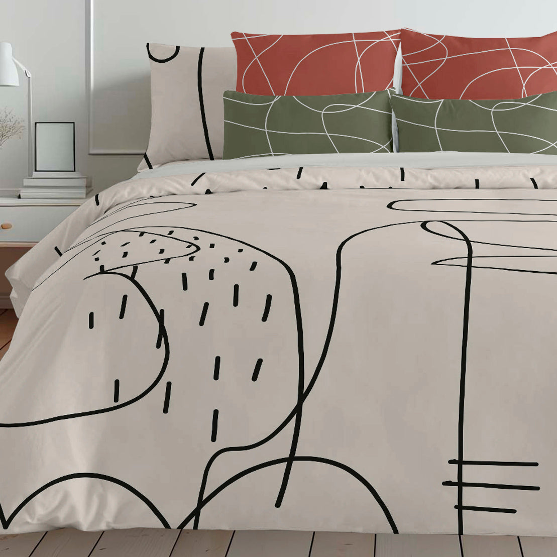 Funda nórdica con botones 100% algodón Burdeos