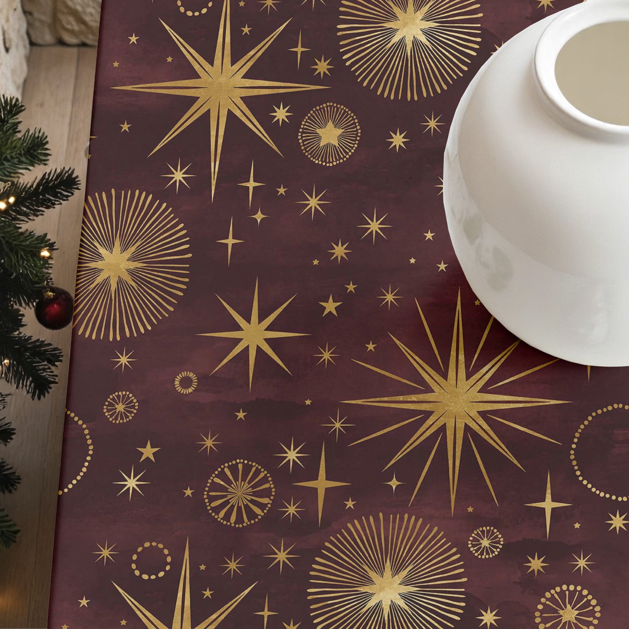 Nappe résistante aux taches de Noël rouge ciel