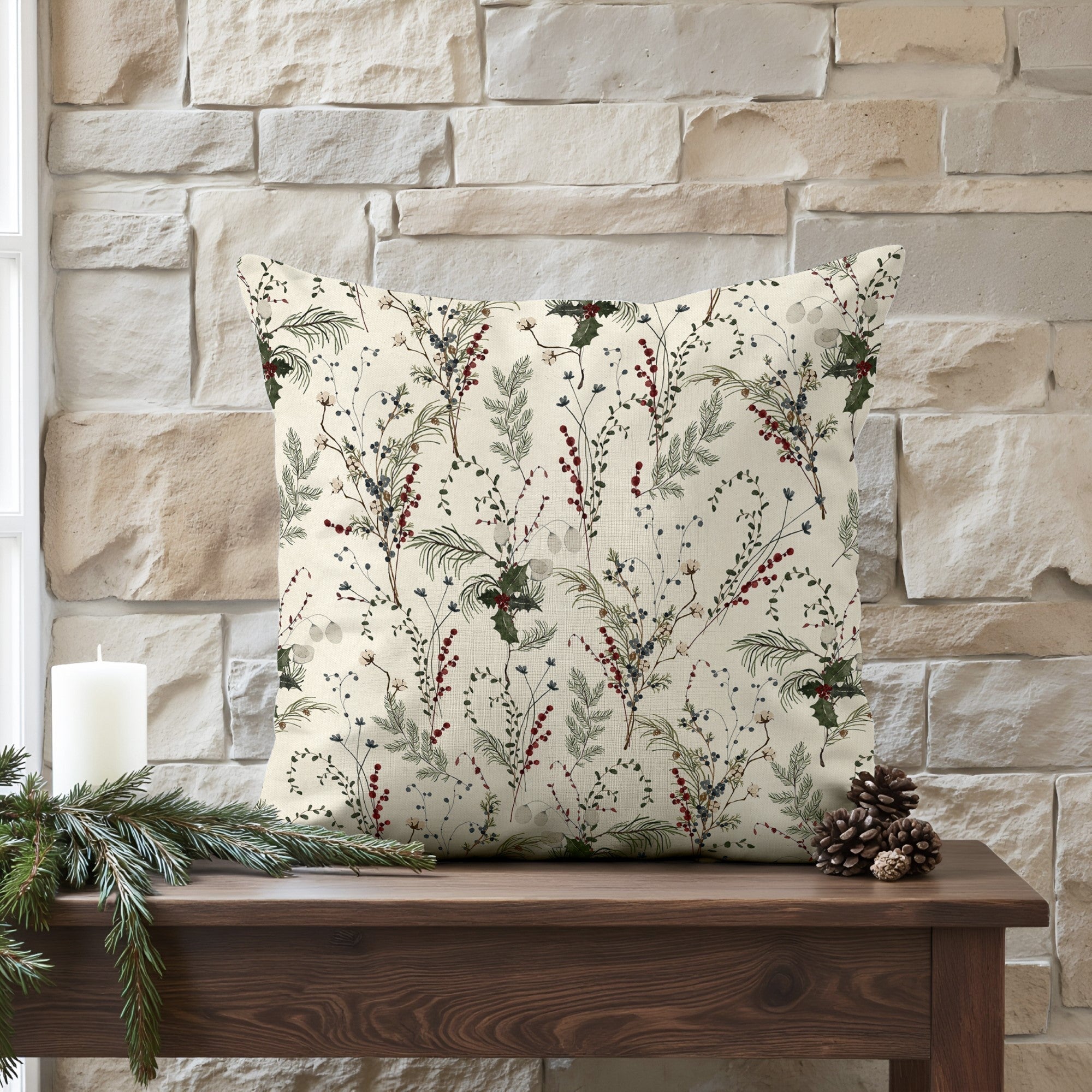 Funda de cojín 100% algodón Christmas Muerdago 2-100 50x50 cm