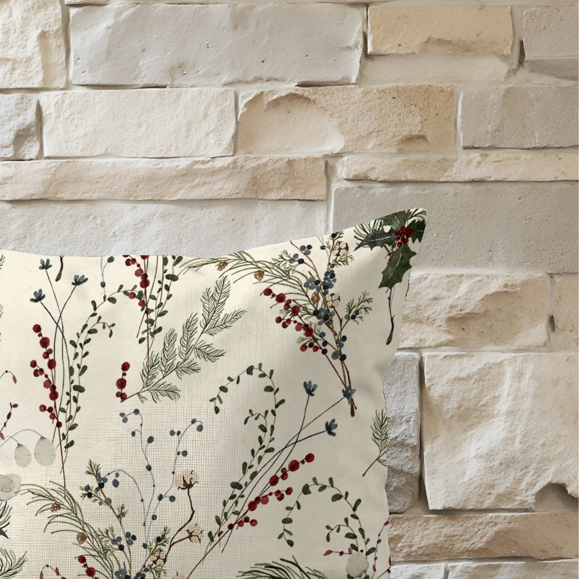 Funda de cojín 100% algodón Christmas Muerdago 2-100 30x50 cm