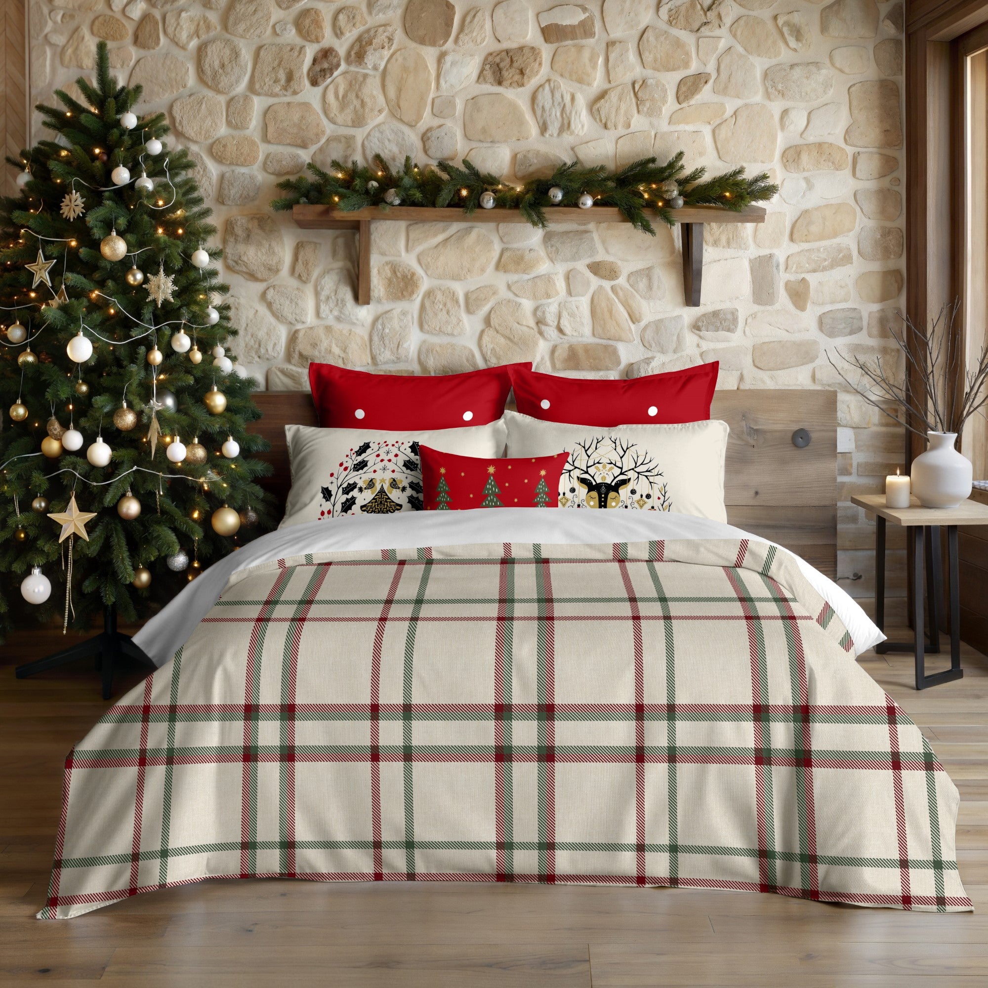 Housse de couette à clics 100% coton Images de Noël