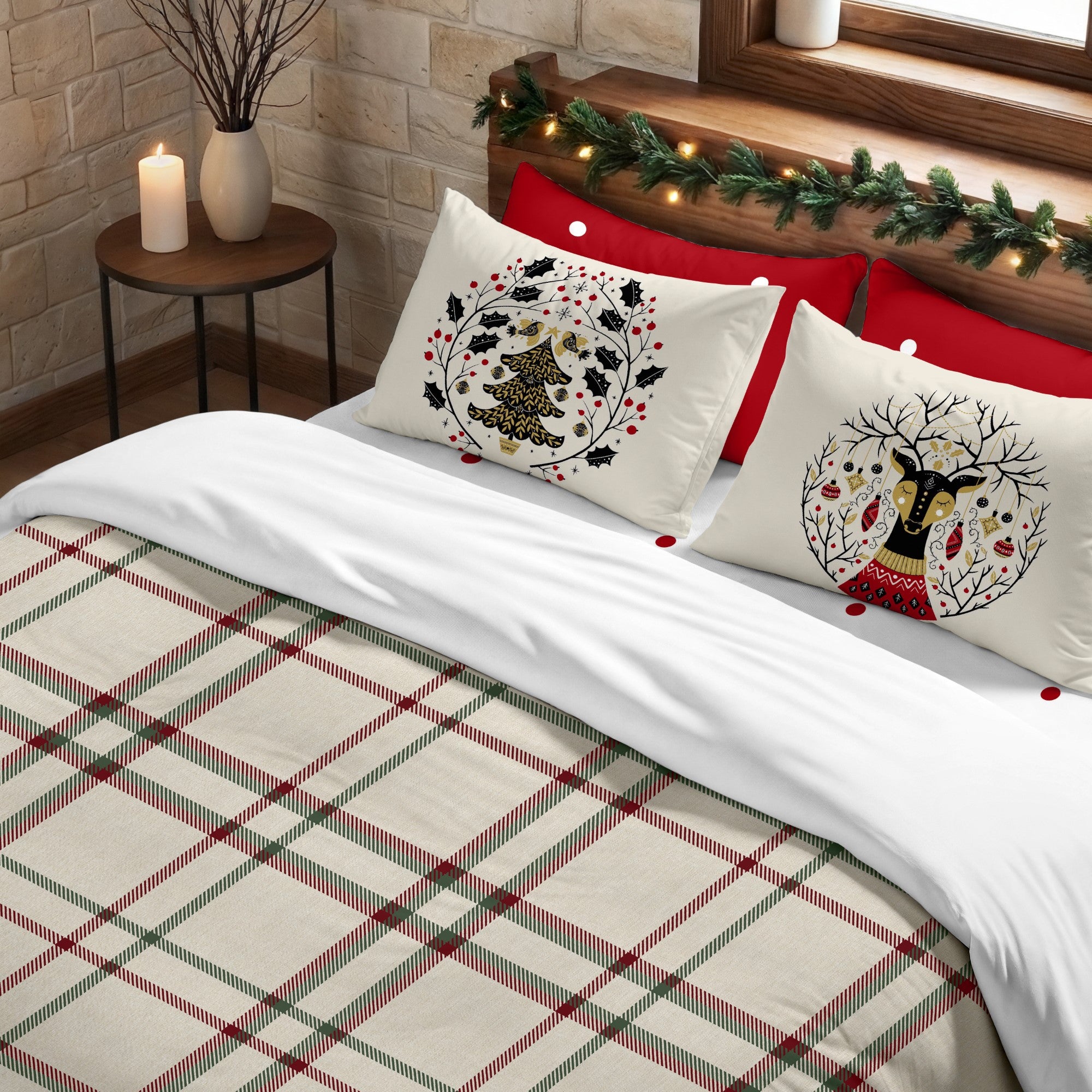 Housse de couette à clics 100% coton Images de Noël