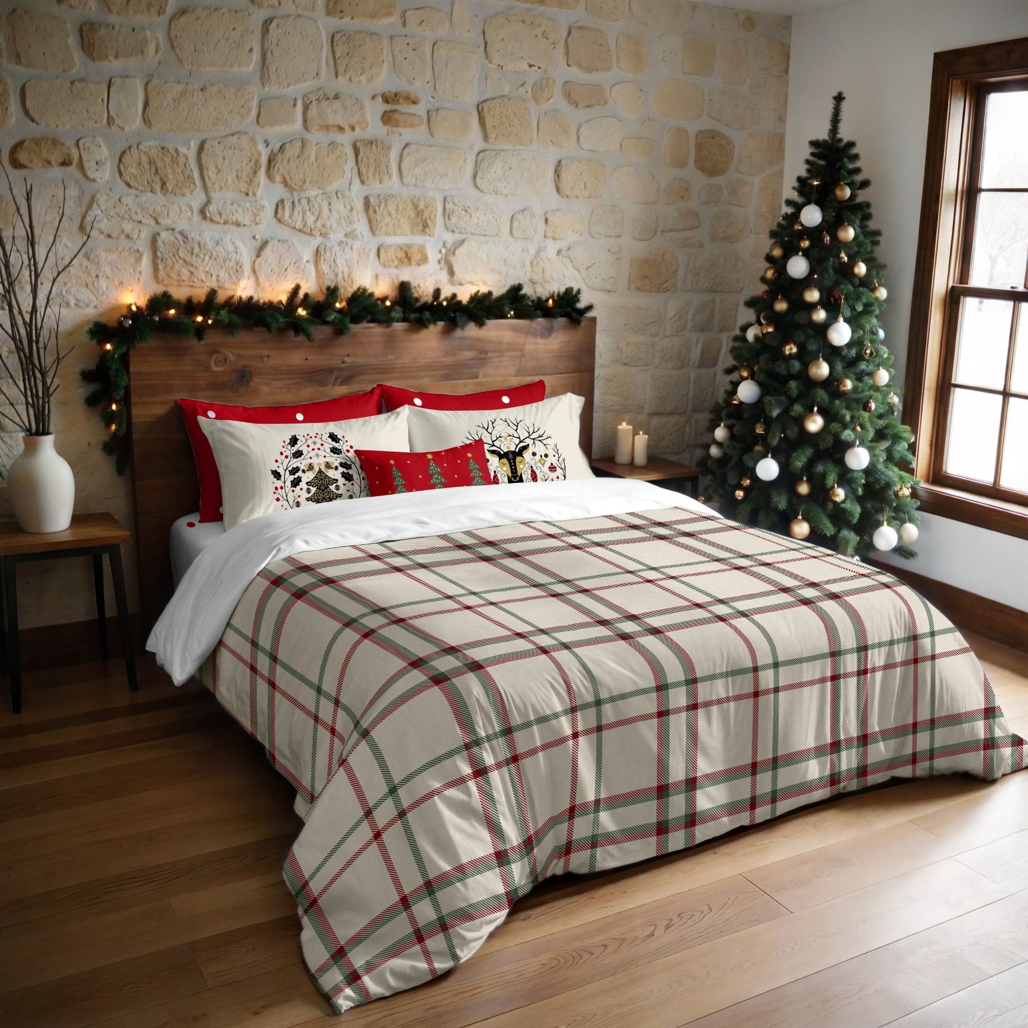 Housse de couette à clics 100% coton Images de Noël