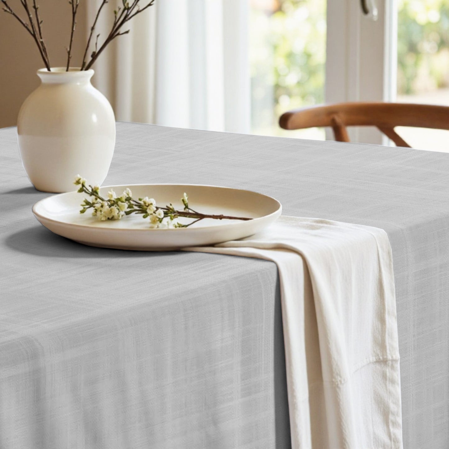 Medium Grey Fabric Tablecloth