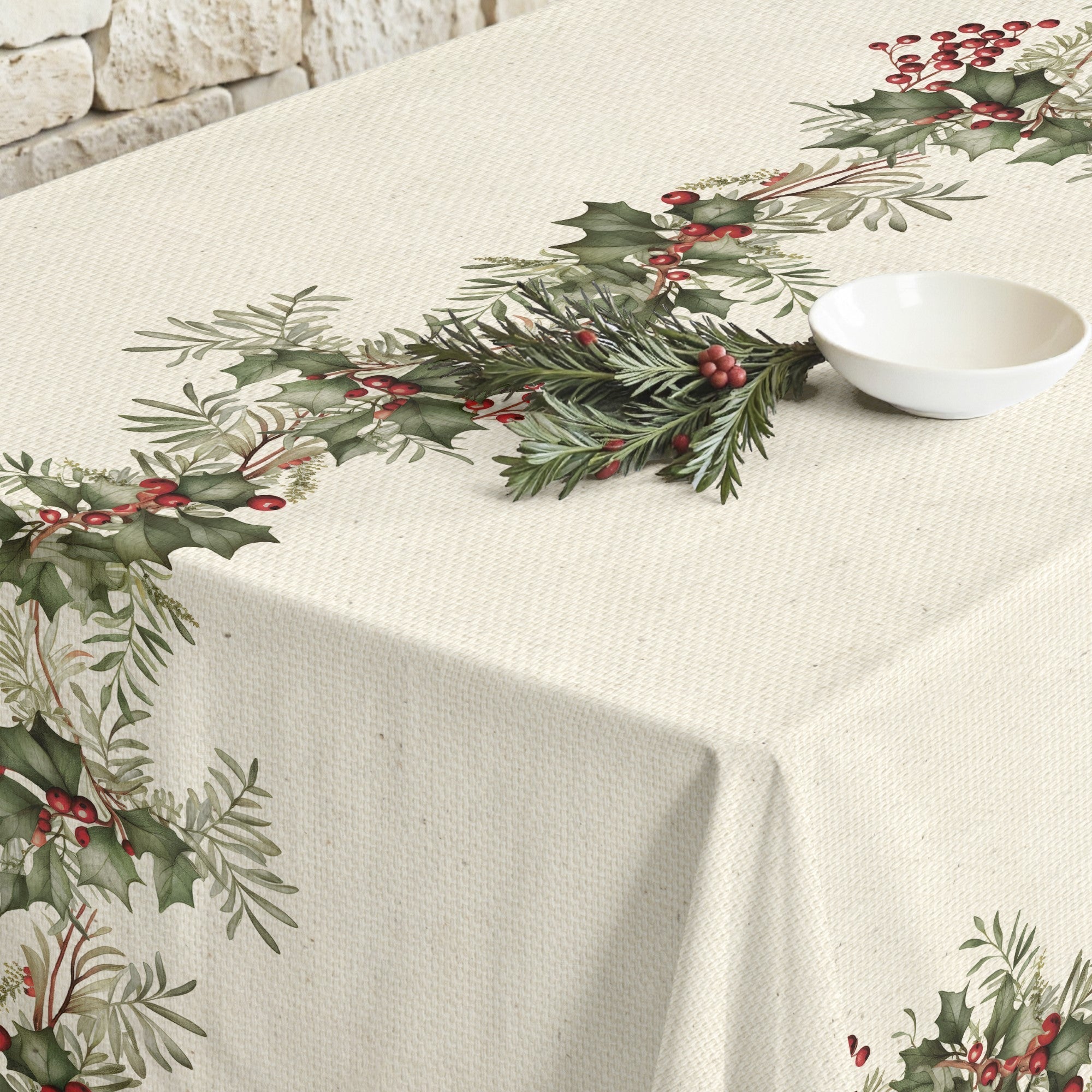 Mantel antimanchas Holly garland 1225