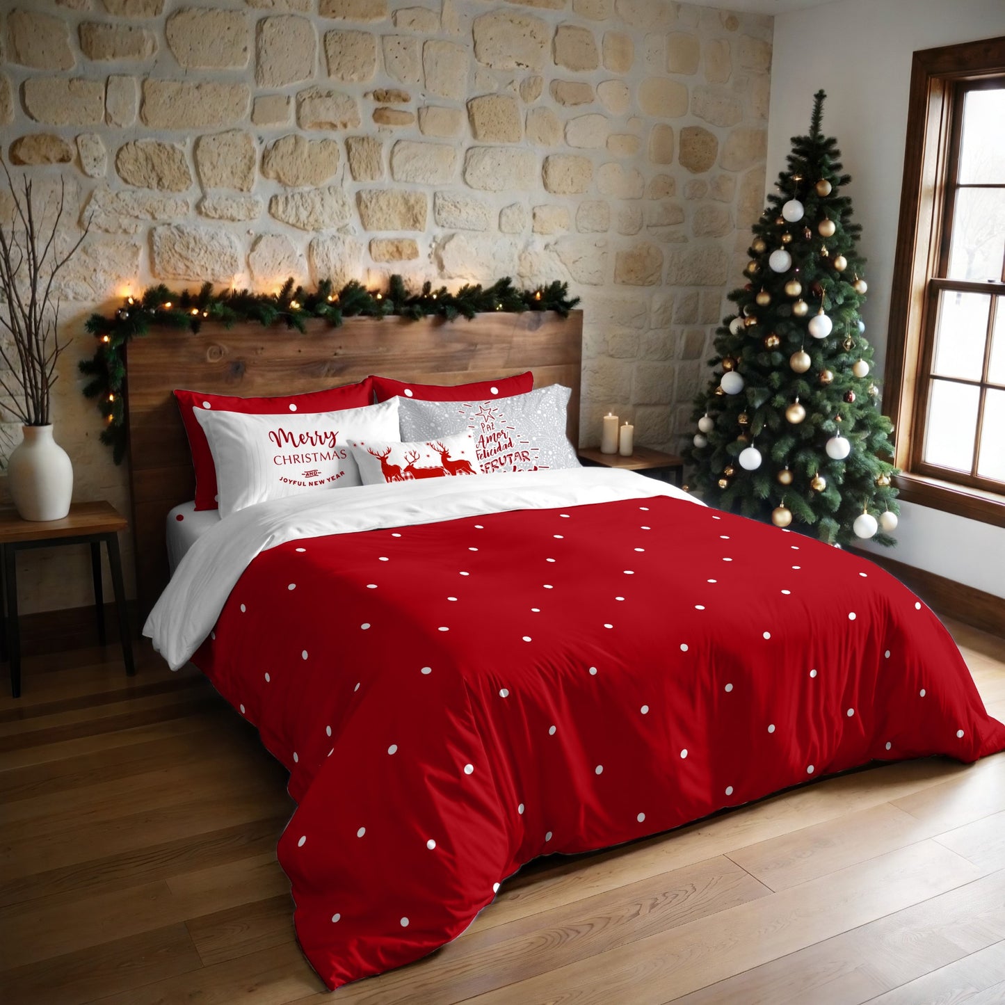 Housse de couette à clics 100% coton Laponia 47 rouge