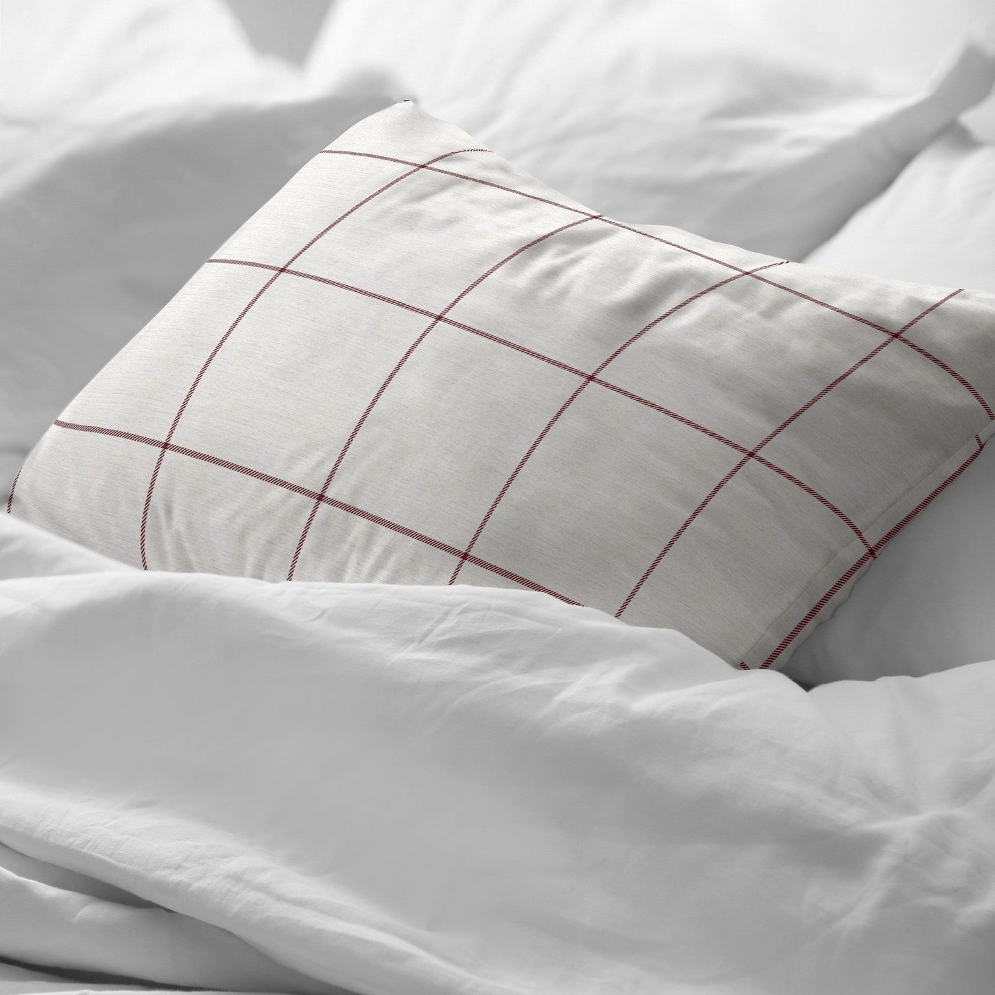 Funda de almohada Red Windowpana