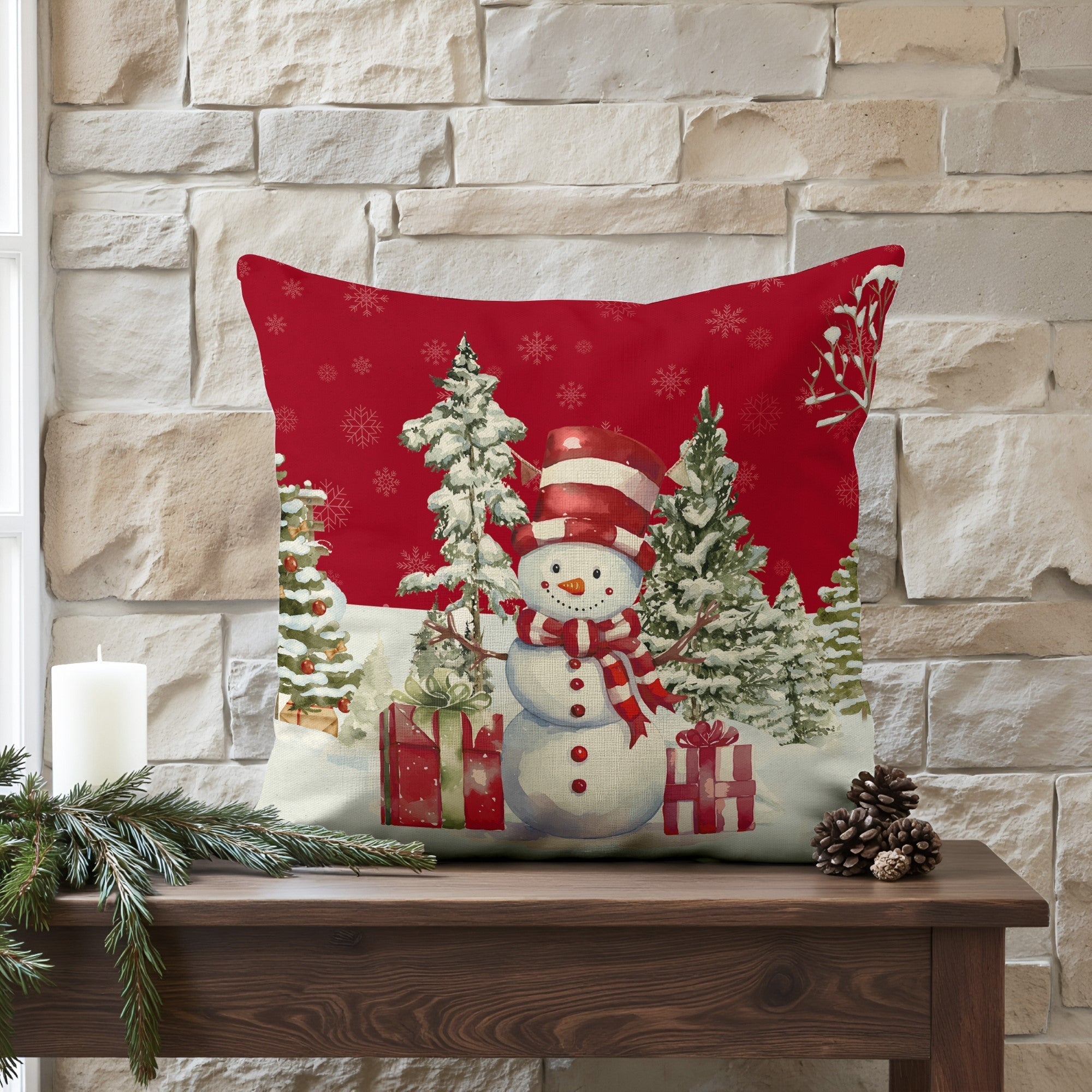 Funda de cojín 100% algodón Snowman A 50x50 cm