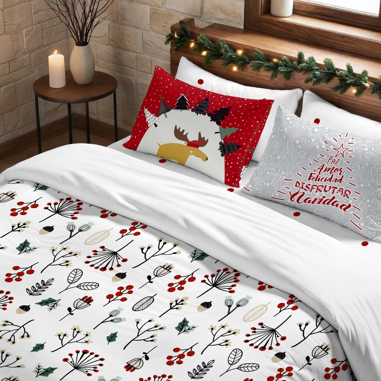 Housse de couette à clics 100% coton Joyeux Noël 44