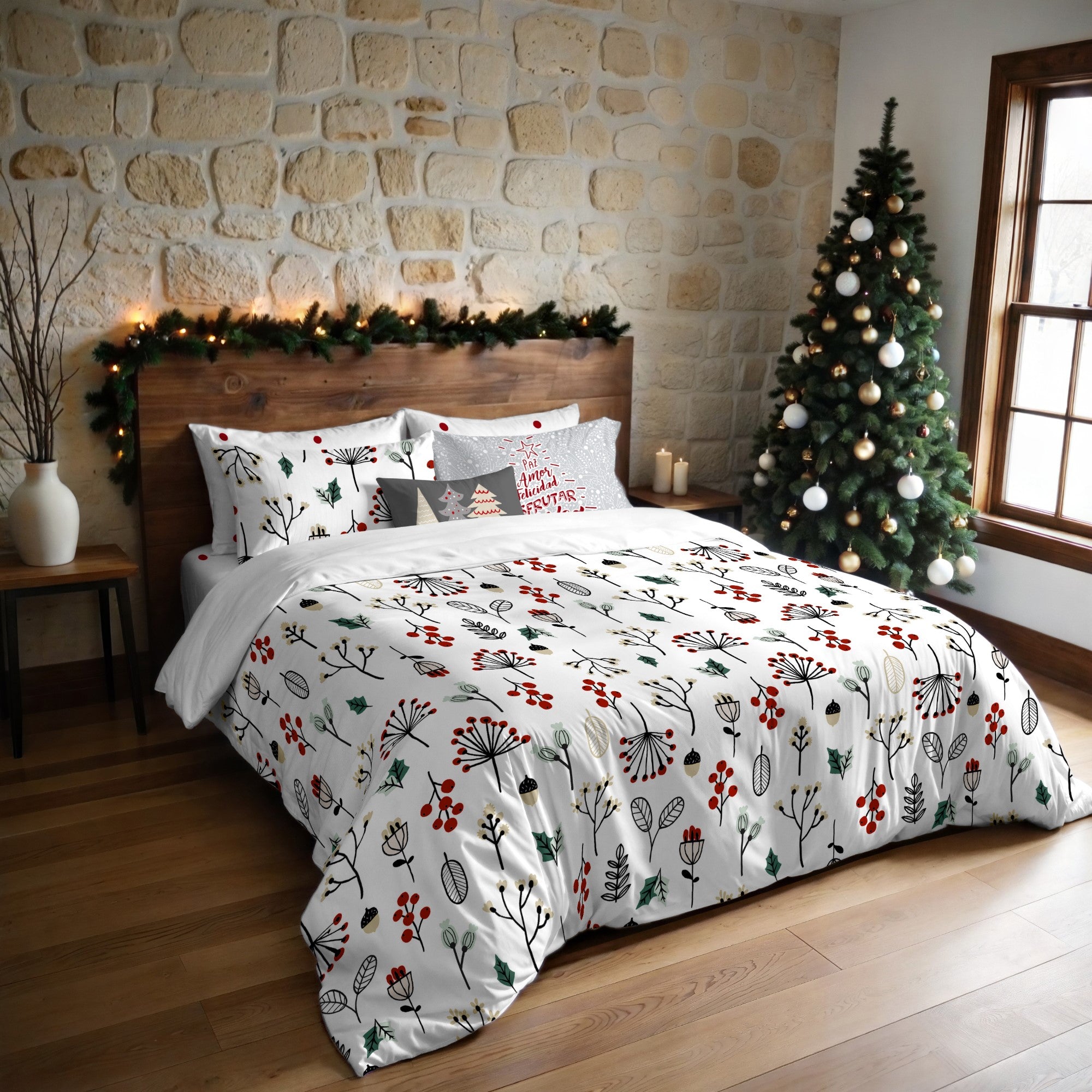 Duvet cover with clicks 100% cotton Merry Christmas 44