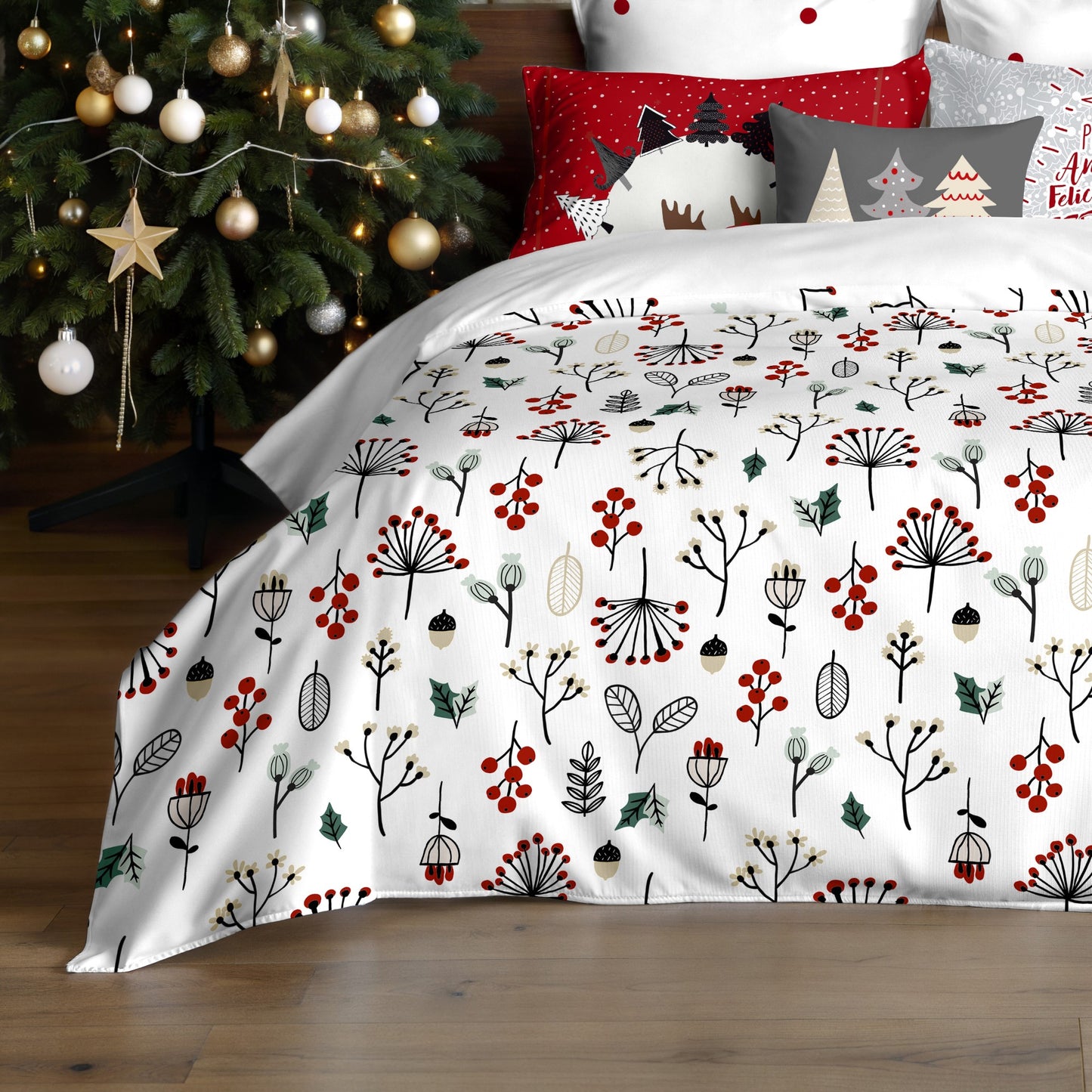 Housse de couette à clics 100% coton Joyeux Noël 44