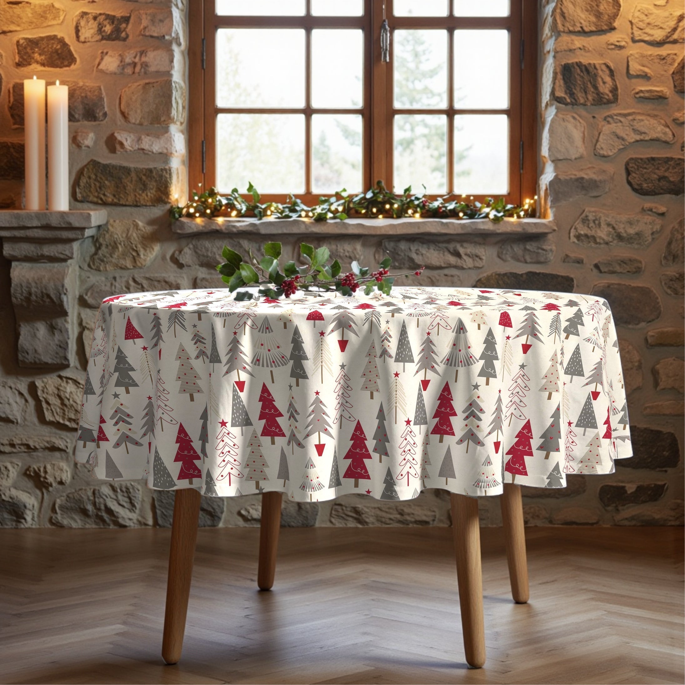 Mantel redondo antimanchas Merry Christmas 31-100