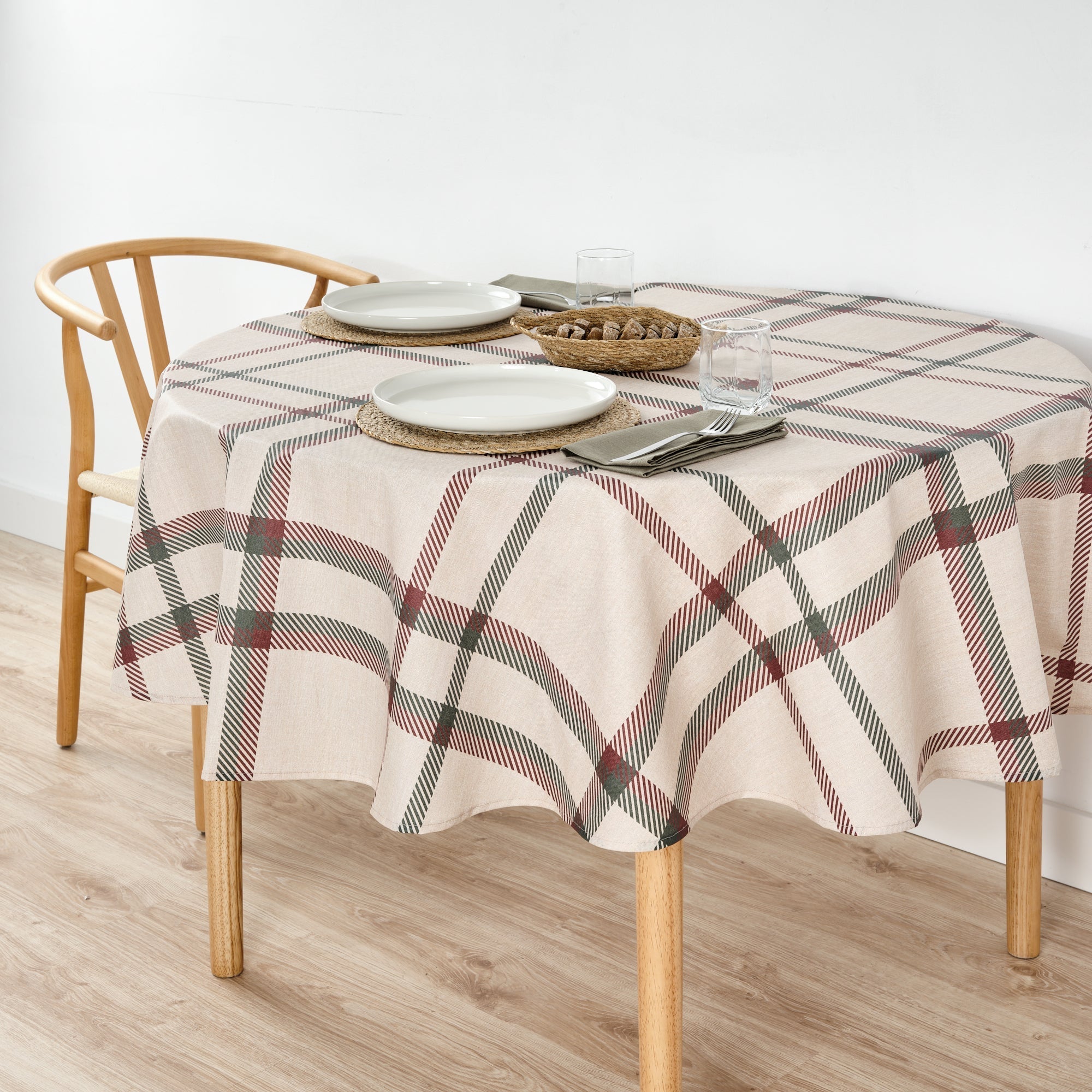 Mantel redondo antimanchas Cuadros Navidad 100