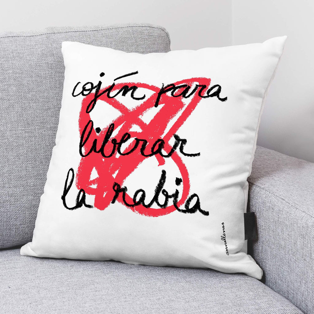 Funda de cojín 100% algodón 50x50 cm Rabia de Anna Llenas en castellano 2