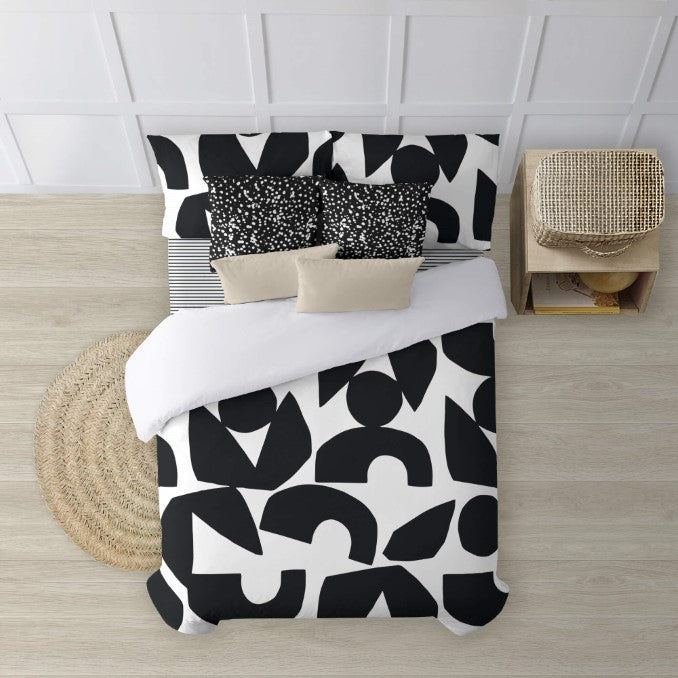 Funda nórdica con botones 100% algodón Tansen Black 3