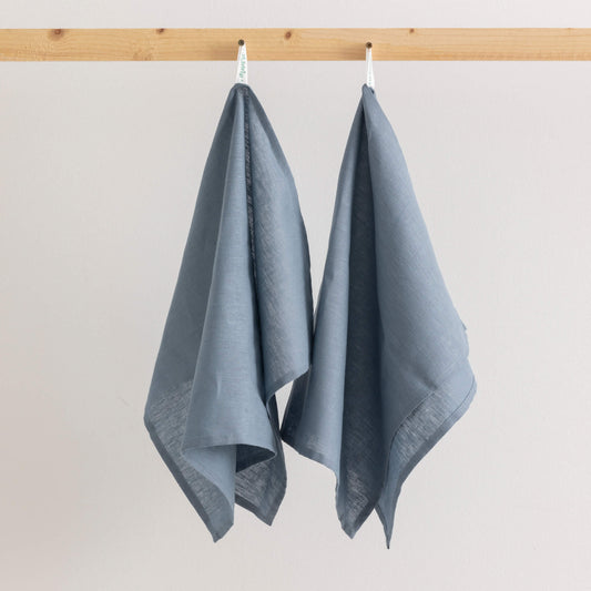 Pack 2 unidades paño de cocina lino 100% algodón Denim Blue 45x70 cm 0