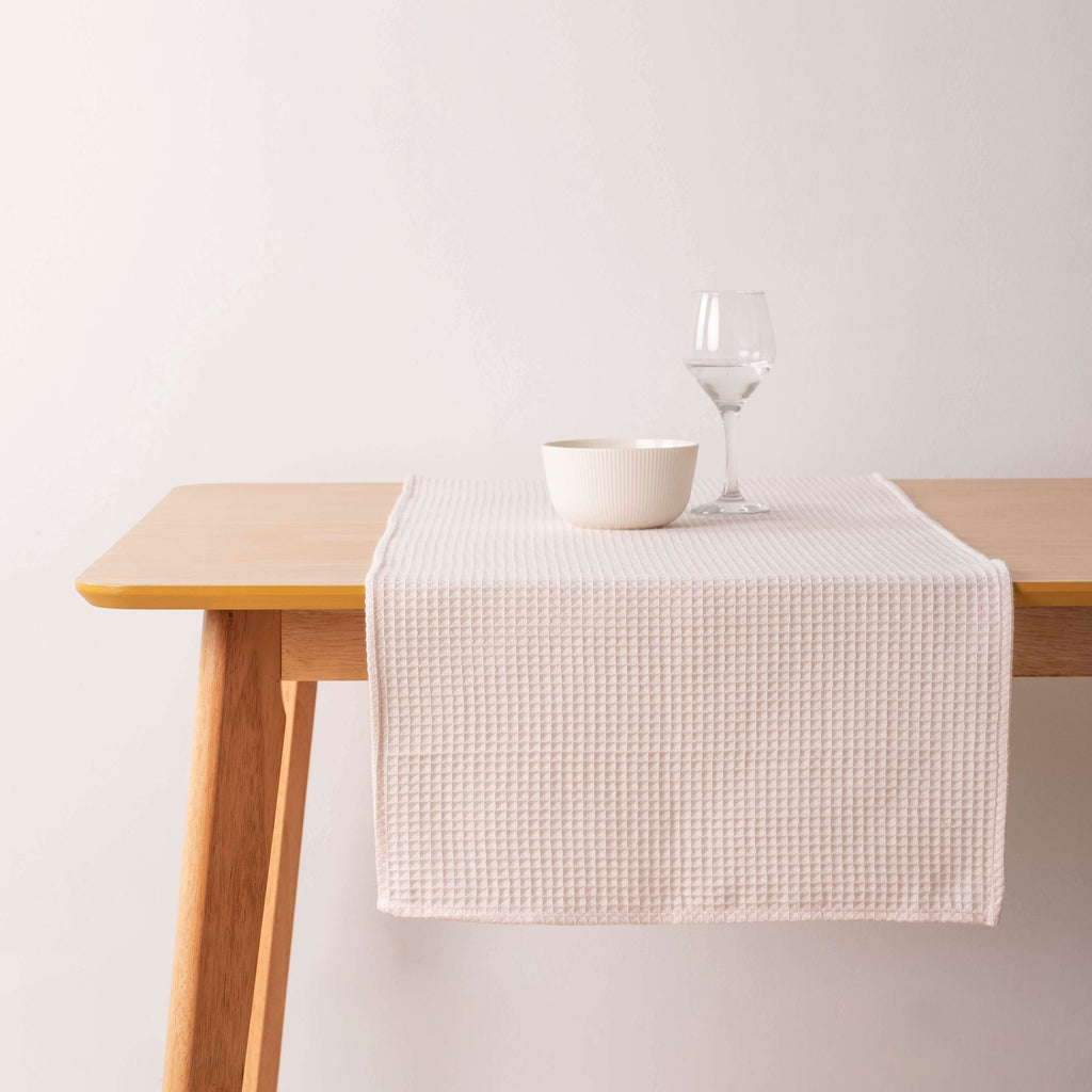 Waffle Table Runner Pink Sauce 45x140 cm