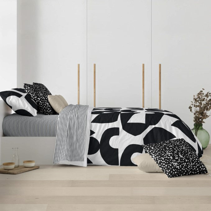 Funda nórdica con botones 100% algodón Tansen Black 2