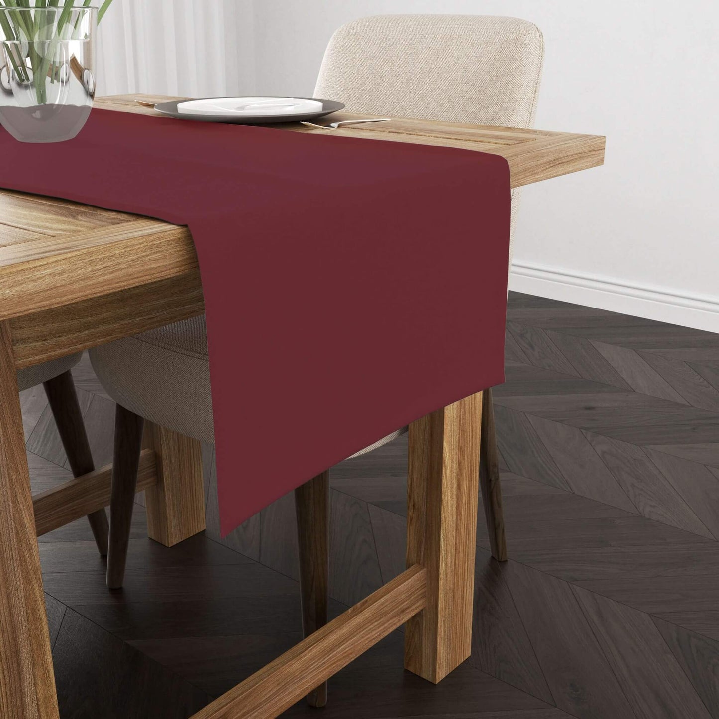 Camino de mesa lino 100% Burdeos 45x140 cm 0