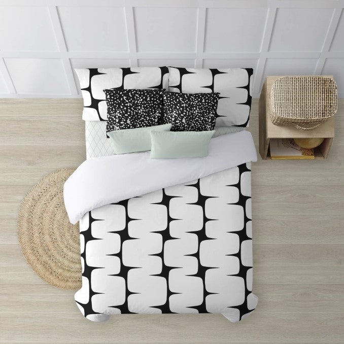 Funda nórdica con botones 100% algodón Lahan Black 3