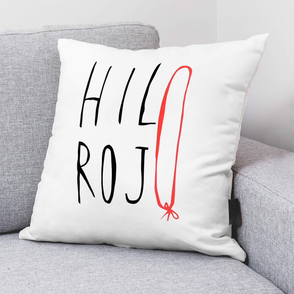 Funda de cojín 100% algodón 50x50 cm Hilo rojo de Maria JL Hierro 3