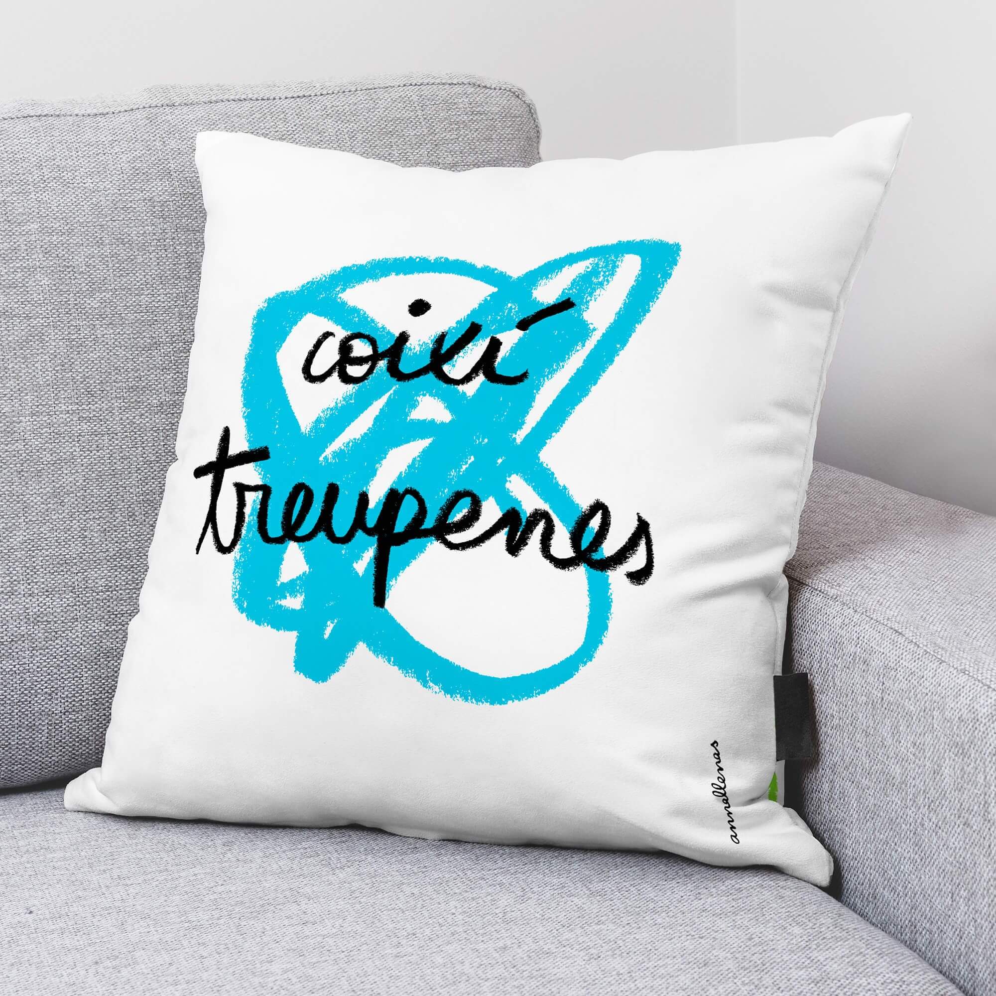 Funda de cojín 100% algodón 50x50 cm Quitapenas de Anna Llenas en català 4