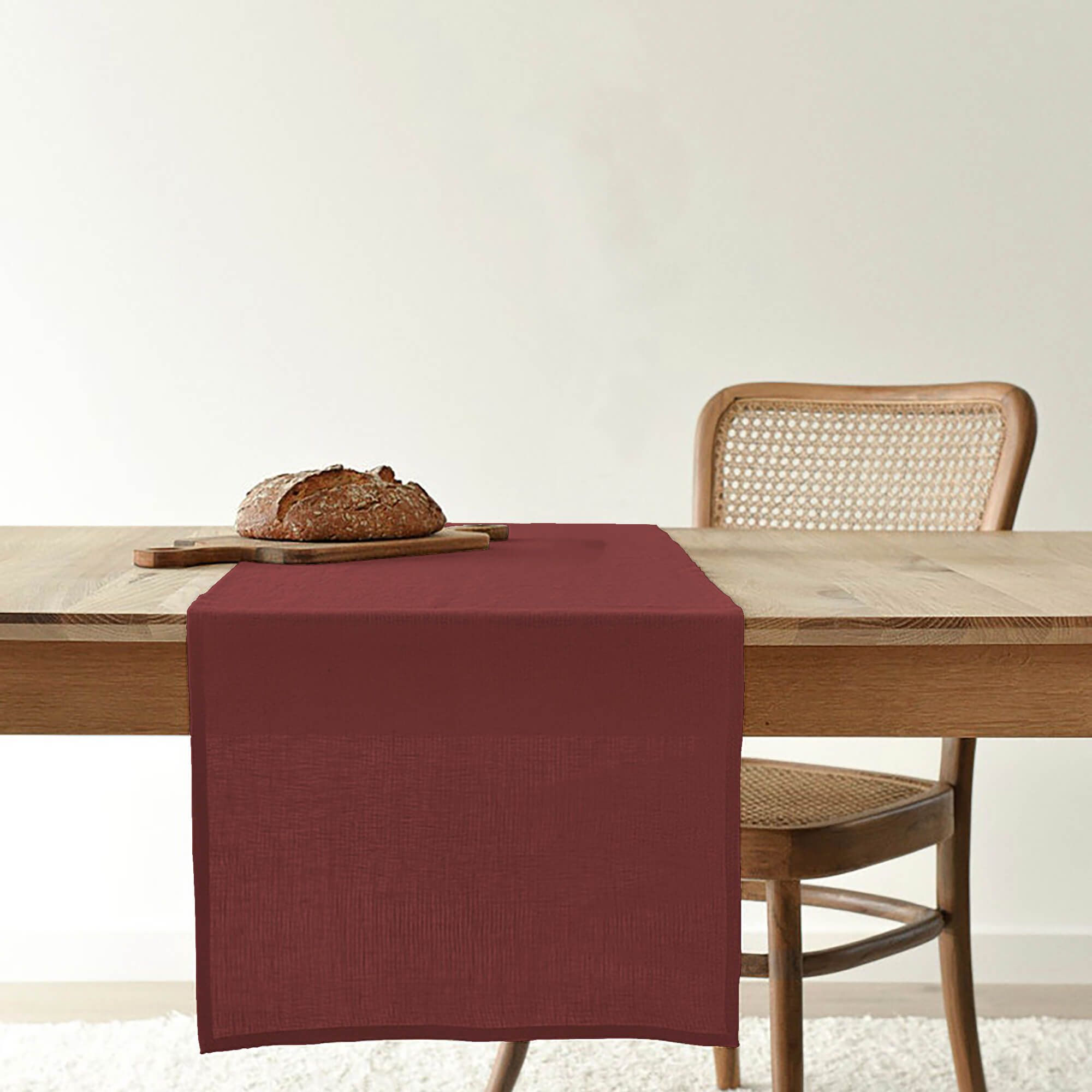 Camino de mesa lino 100% Burdeos 45x140 cm 0