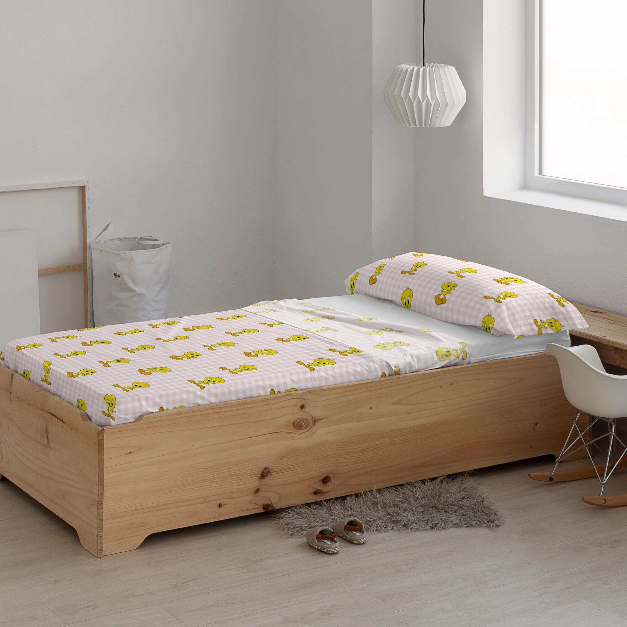 Juego de sábanas 100% algodón Tweety Vichy Pink 3