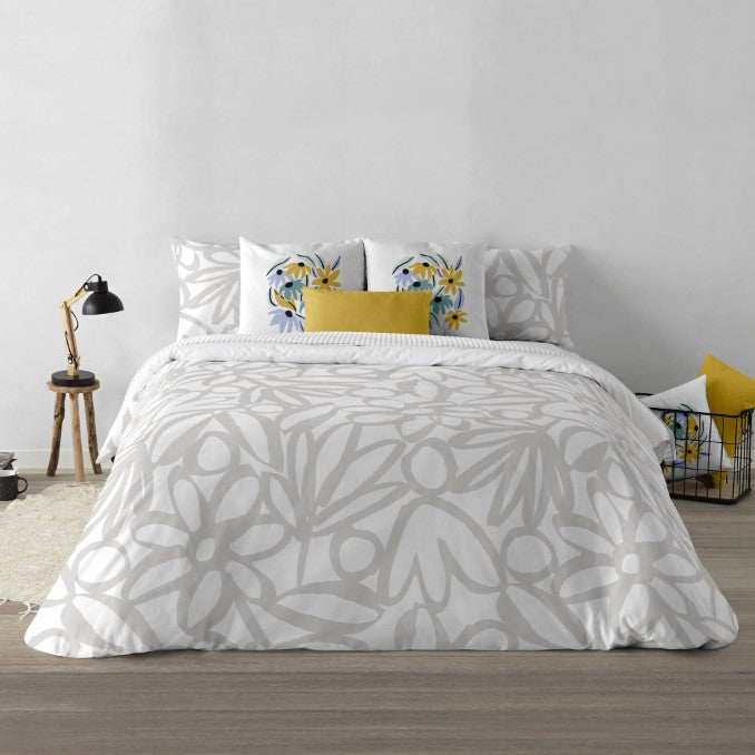 Funda nórdica con botones 100% algodón Lucea Gris 4