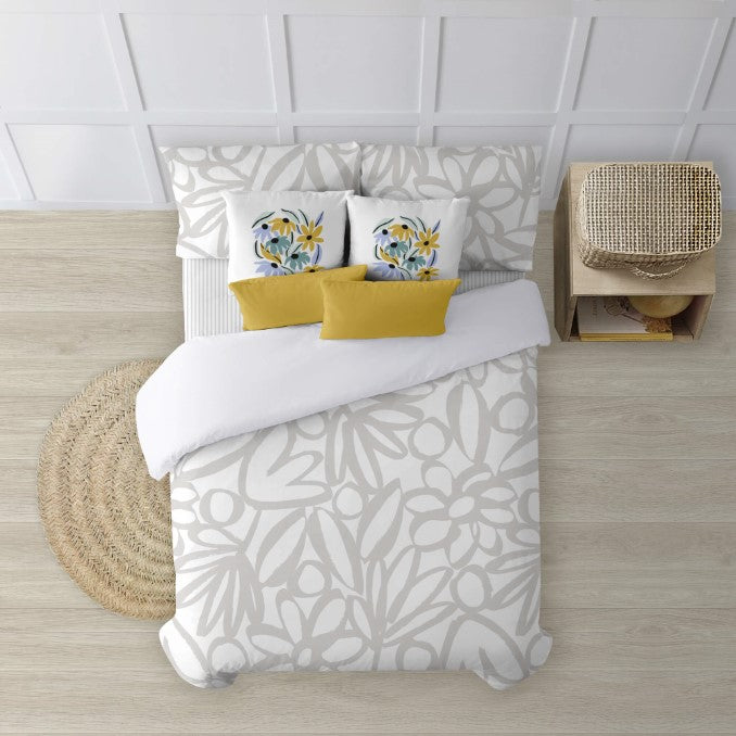 Funda nórdica con botones 100% algodón Lucea Gris 3