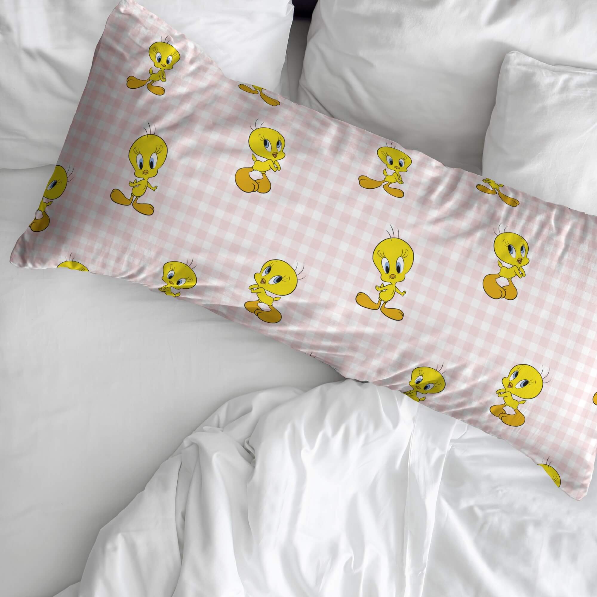 Funda de almohada 100% algodón Tweety Vichy Pink 2