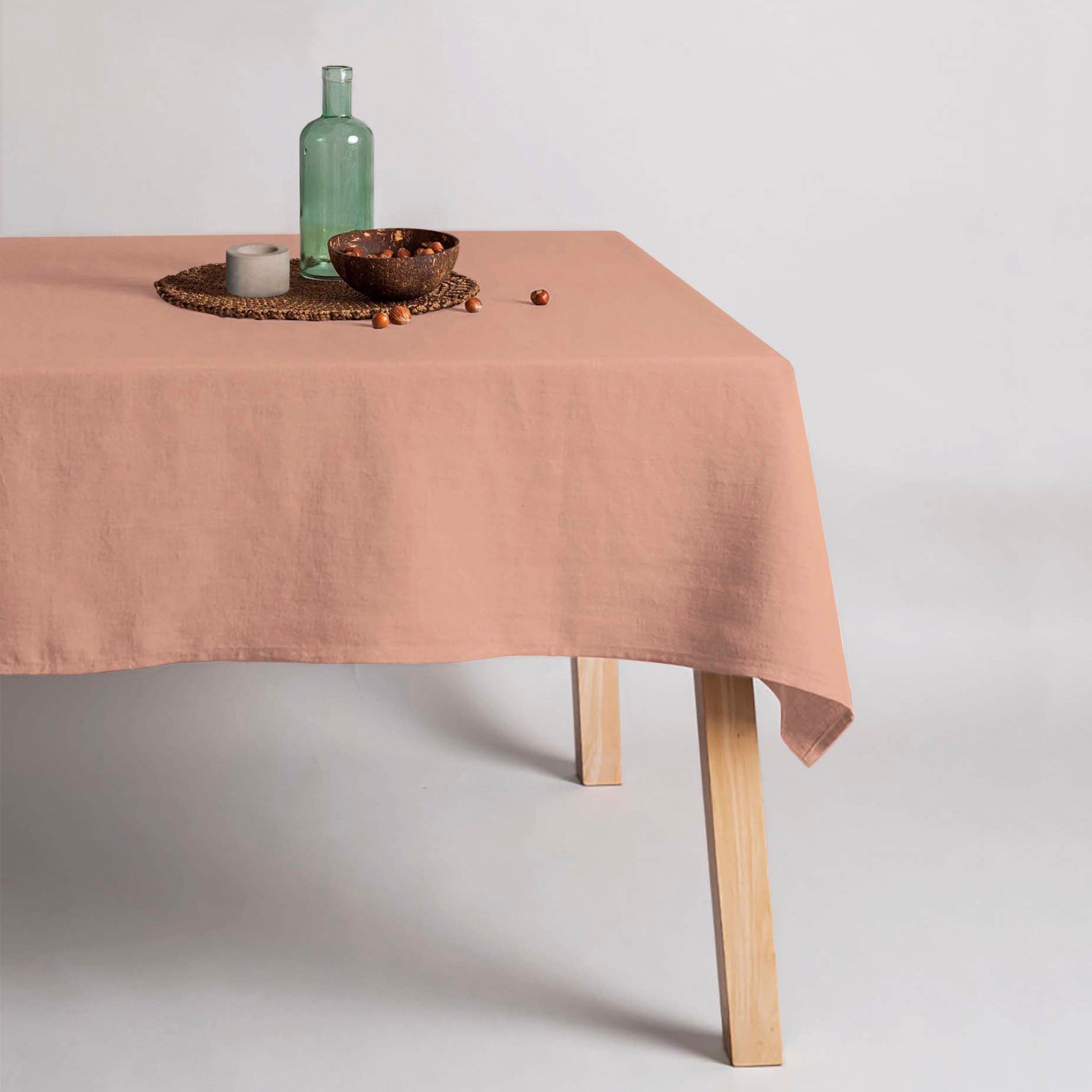 Water-repellent stain-resistant tablecloth 100% Linen Dustypink