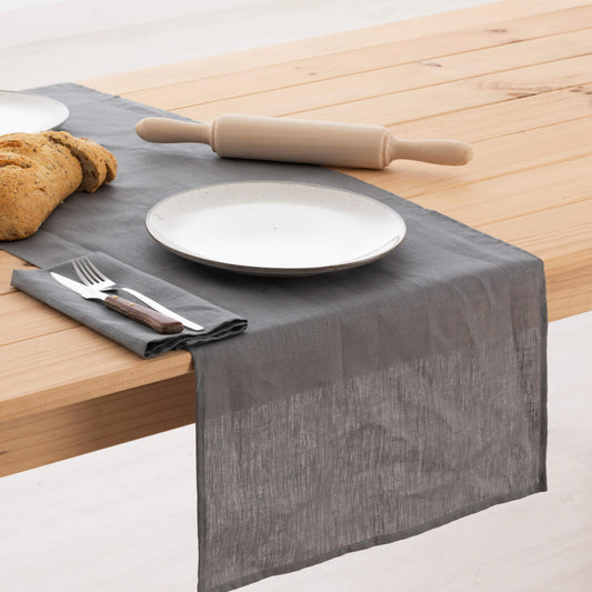 Camino de mesa lino 100% Antracithe 45x140 cm 0