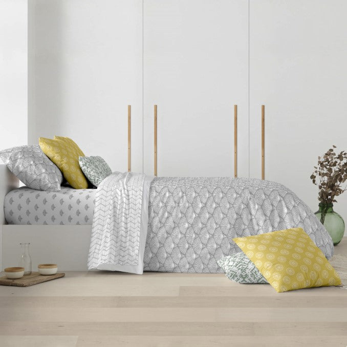 Funda nórdica con botones 100% algodón Nashik Gris 2