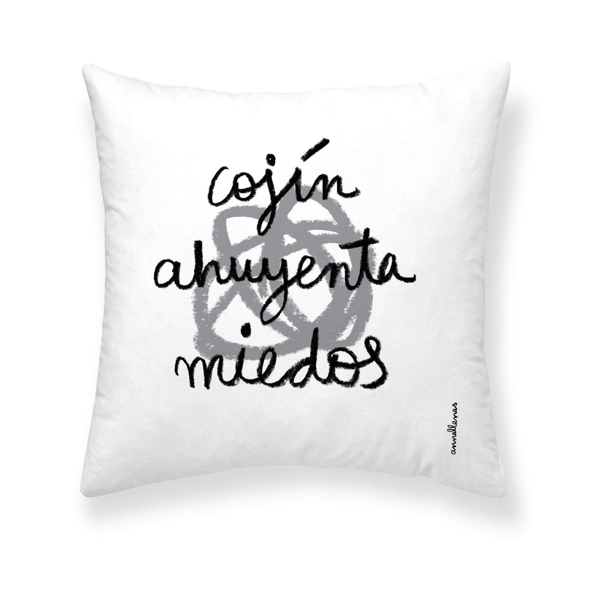 Funda de cojín 100% algodón 50x50 cm Miedos de Anna Llenas en castellano 2