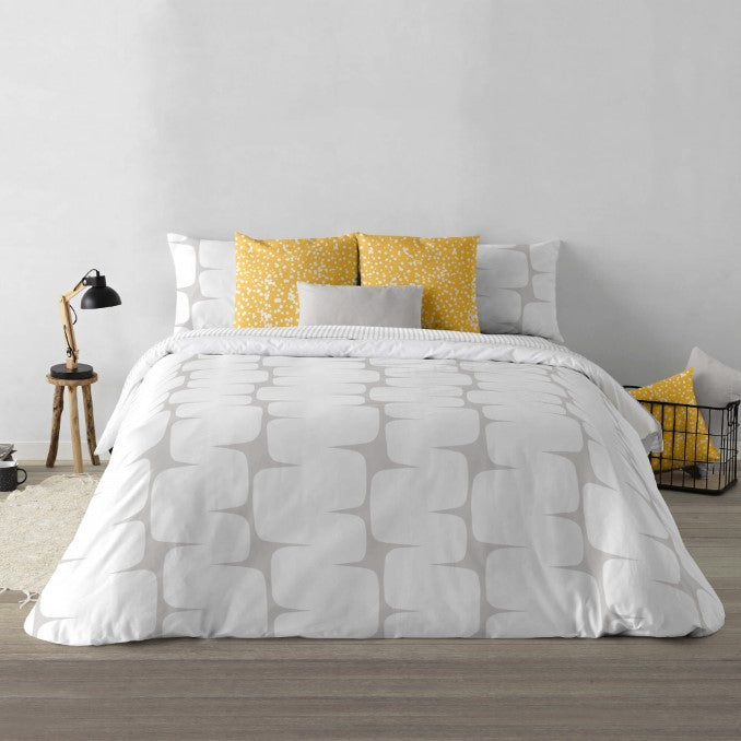 Funda nórdica con botones 100% algodón Lahan Grey 4