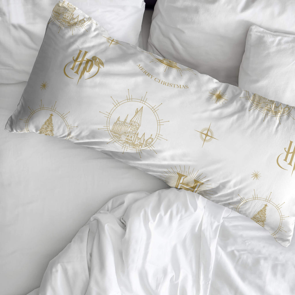 Funda de almohada 100% algodón Hogwarts Gold Christmas 2
