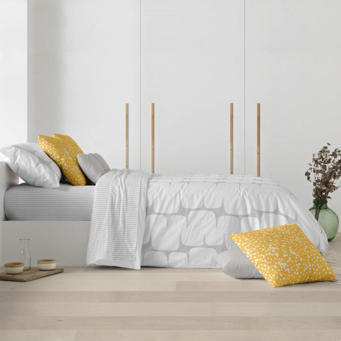 Funda nórdica con botones 100% algodón Lahan Grey 2