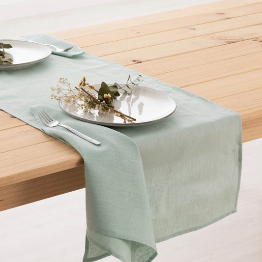 Camino de mesa lino 100% Aqua 45x140 cm 0