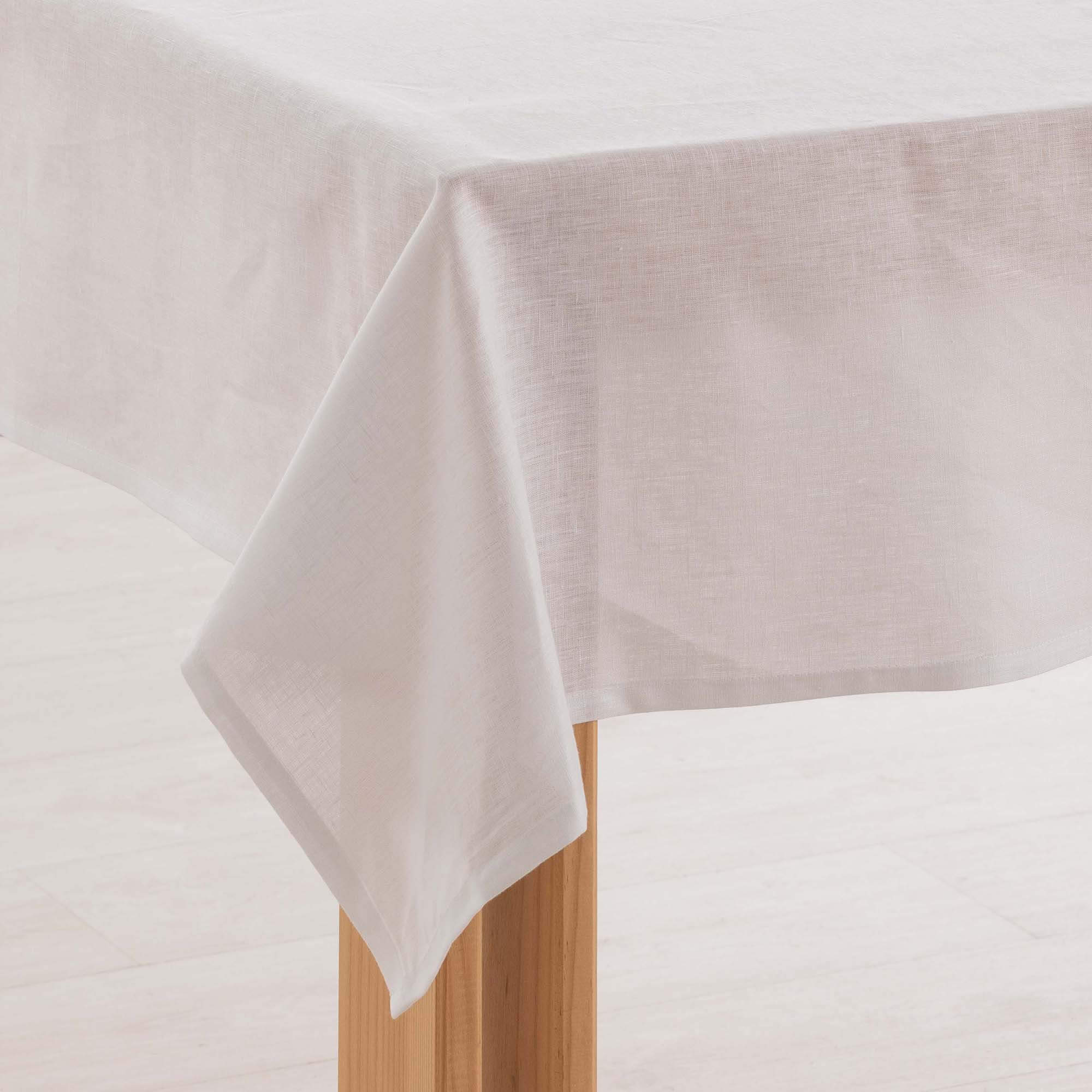 Water-repellent stain-resistant tablecloth 100% linen white