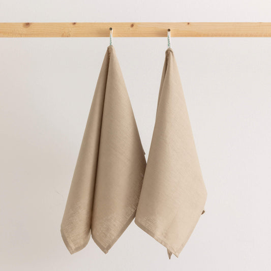 Pack 2 unidades paño de cocina lino 100% algodón Taupe 45x70 cm 0