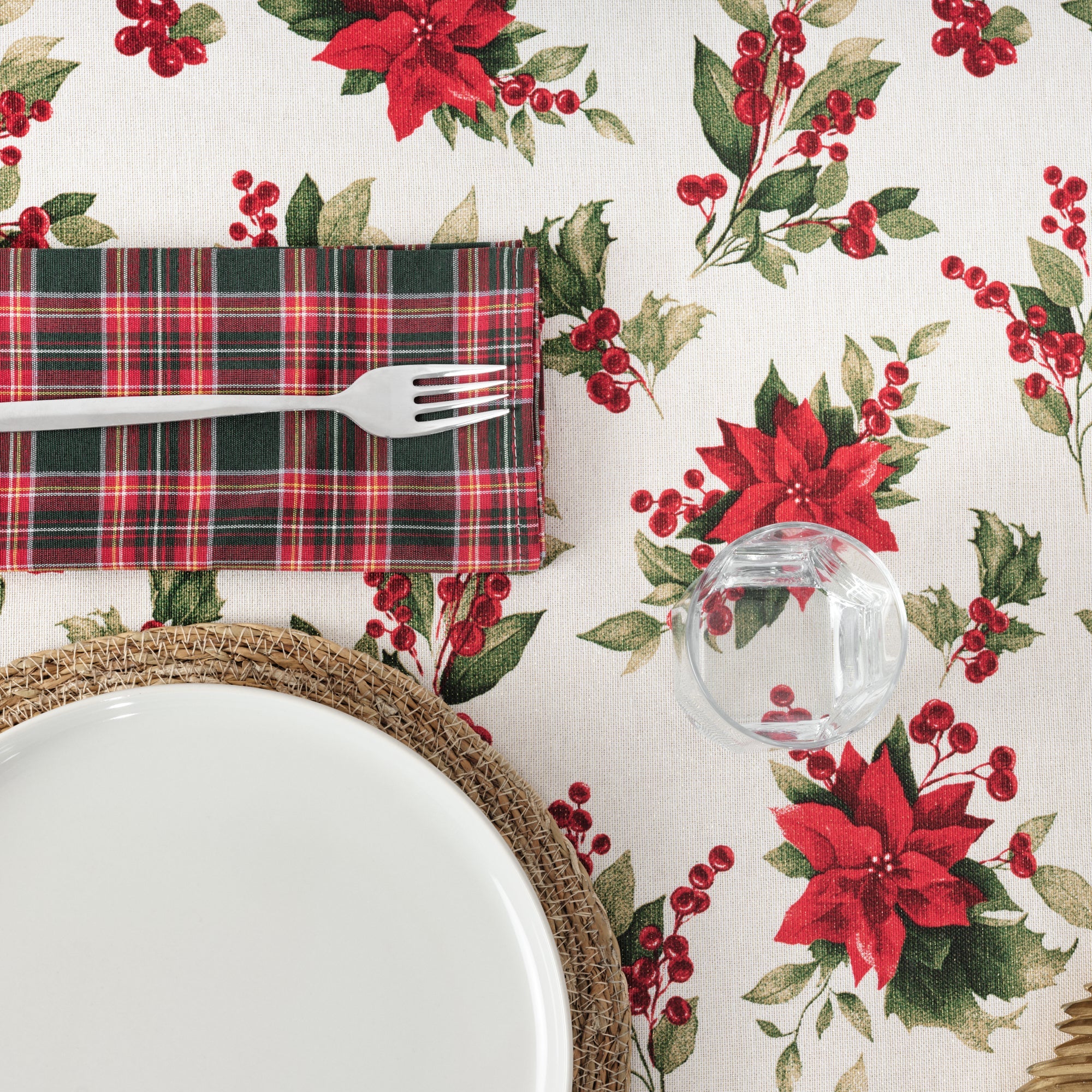 Waterproof stain-resistant cotton-lurex tablecloth Nativitatis 3 Gold