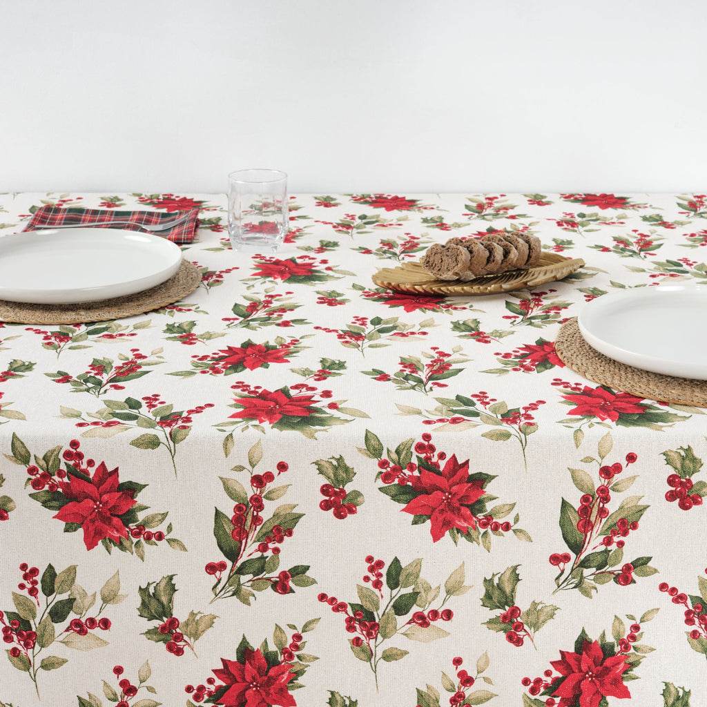 Waterproof stain-resistant cotton-lurex tablecloth Nativitatis 3 Gold