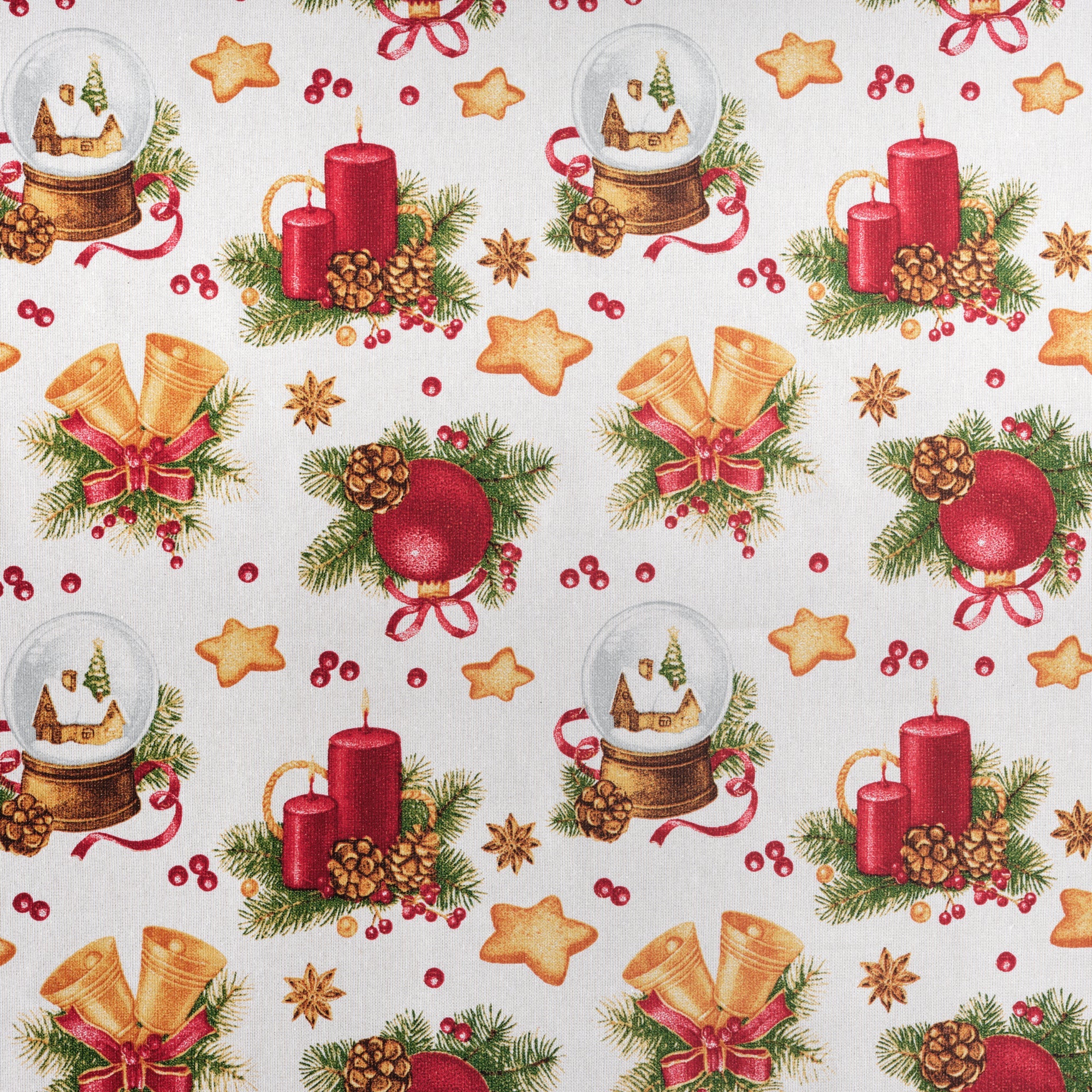 Waterproof stain-resistant cotton-lurex tablecloth Nativitatis 4 Gold