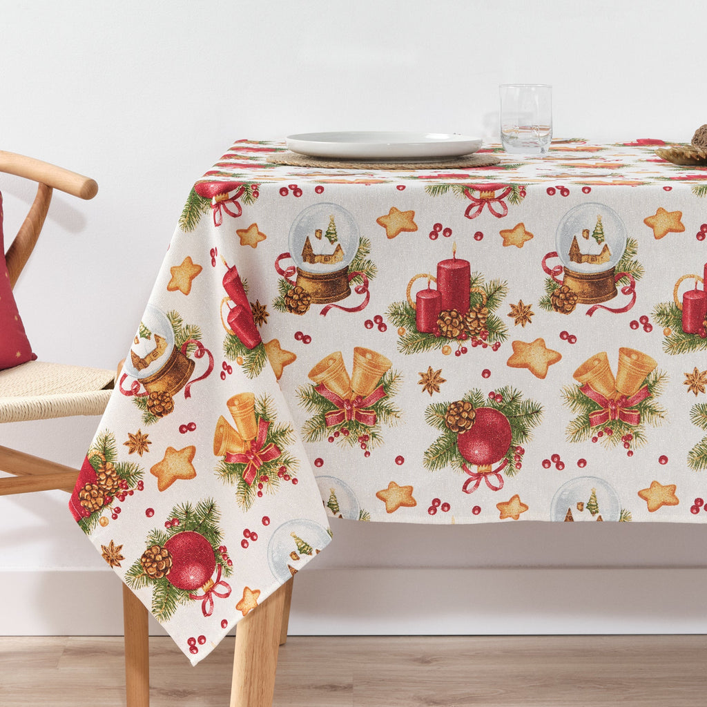 Waterproof stain-resistant cotton-lurex tablecloth Nativitatis 4 Gold