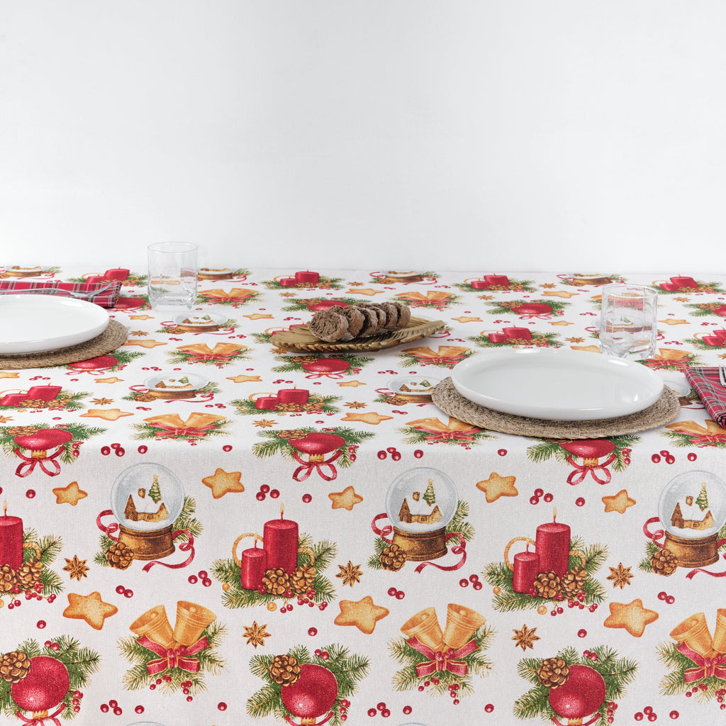 Waterproof stain-resistant cotton-lurex tablecloth Nativitatis 4 Gold