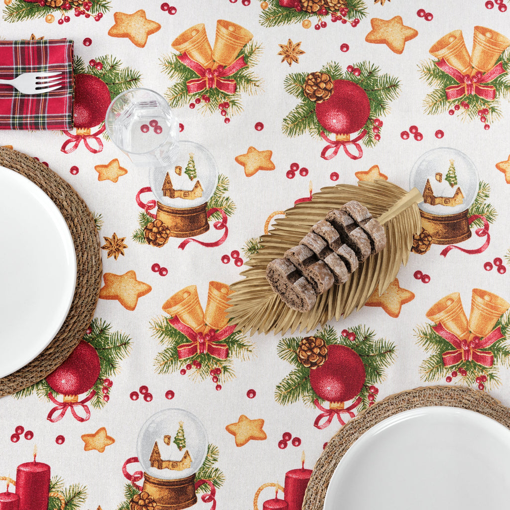 Waterproof stain-resistant cotton-lurex tablecloth Nativitatis 4 Gold