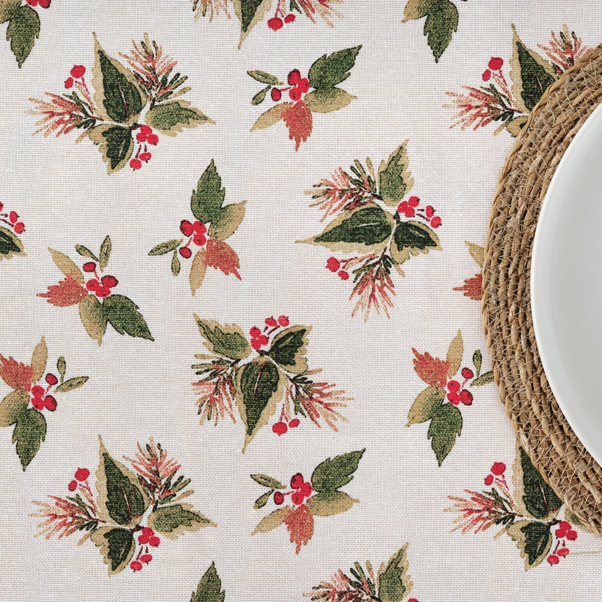 Waterproof stain-resistant cotton-lurex tablecloth Nativitatis 2 Gold